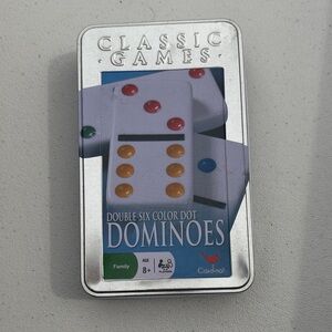 Classic Games Double Six Color Dot Dominoes - Silver Tin ()
